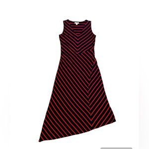 Brooks Brothers Women’s XS Chevron Stripe Asymmetrical Hem V-Neck Pullover Dress